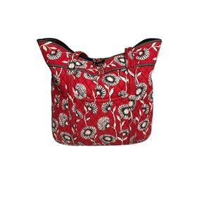 Vera Bradley Twirly Birds Pink Quilted Cotton Tote Bag Floral Houndstooth GUC
